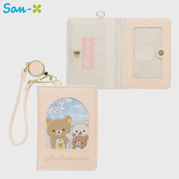 San-X Pass Case Card Holder & Reel - Rilakkuma : Rainy Day to Sunny Light Orange