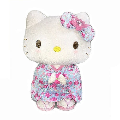 Nakajima Plush Doll Hello Kitty Sakura Kimono Light Blue