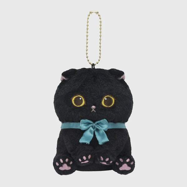 Mofusand Mascot Holder - Sitting Black Cat Blue