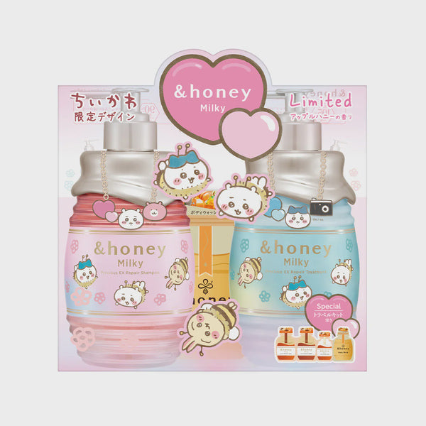 &honey Milky Precious EX Repair Shampoo & Hair Treatment Set Chiikawa Limited Edition