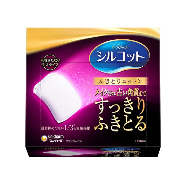 UNICHARM SILCOT SILKY WIPING OFF FACIAL COTTON 32 SHEETS