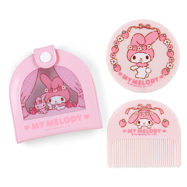 SANRIO MY MELODY FACE MIRROR & COMB SET WITH CASE