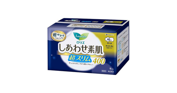 Kao Laurier Happy Skin Super Slim, For Heavy Nights 40 cm with Wings 9 pcs