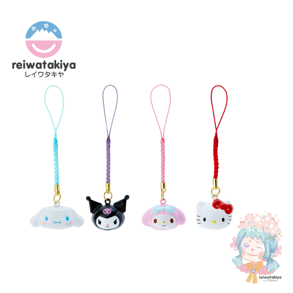 SANRIO FACE-SHAPED BELL CHARM STRAP CORD BRASS - 3 TYPES