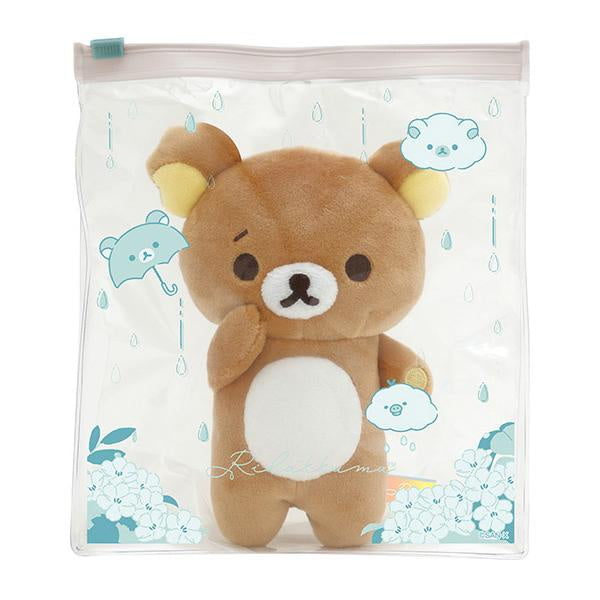 San-X Plush Toy With Pouch - Rilakkuma : Rainy Day to Sunny Troubled Face Wrinkled Ear