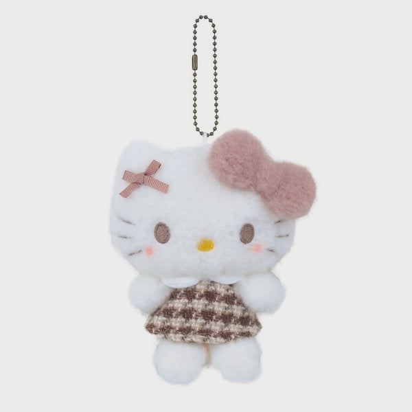 SANRIO Nakajima Sanrio Plush Mascot Holder Hello Kitty - Fluffy Mocha Check