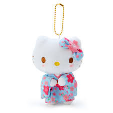 Japan Sanrio Mascot Holder - Hello Kitty : Sakura Kimono Light Blue