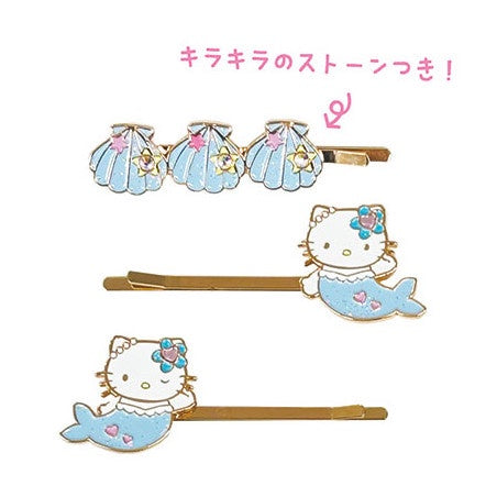Sanrio Hello Kitty Hairpin Set Mermaid (Blue)