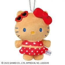 Sanrio Hello Kitty night pool mini stuffed toy key holder plush