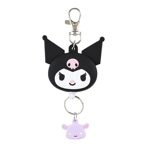 SANRIO REEL KEYCHAIN KUROMI FACE DESIGN