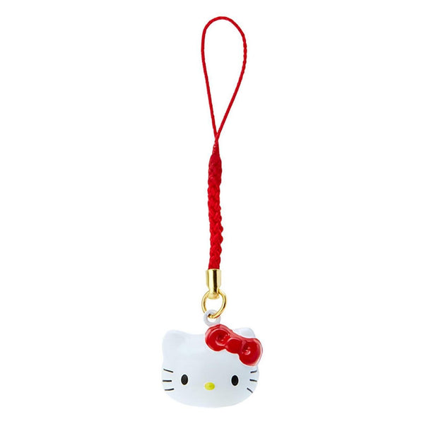 SANRIO HELLO KITTY FACE SHAPED BELL CHARM STRAP BRASS