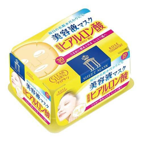 KOSE CLEAR TURN ESSENCE HYALURONIC ACID FACIAL MASK 30PCS POMPOMPURIN